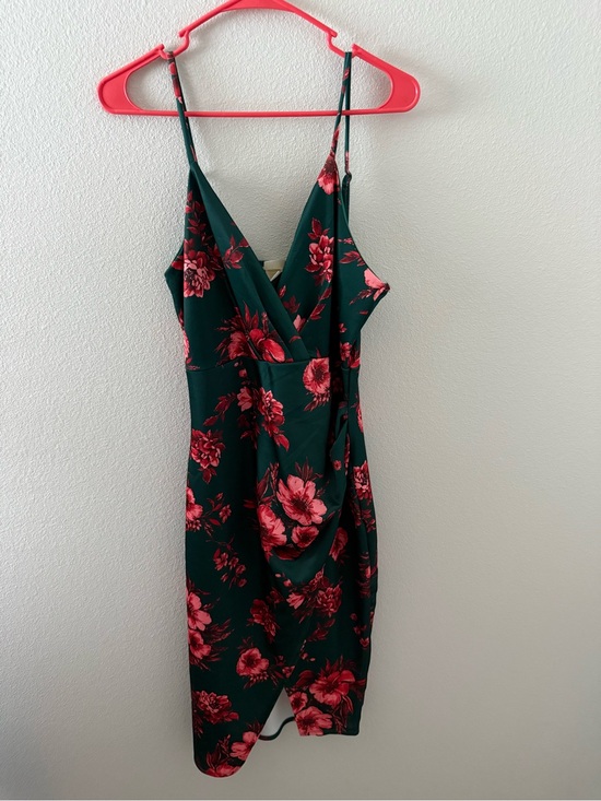 ELH Studio Dresses & Skirts - Floral Midi Dress in Dark Green and Pink